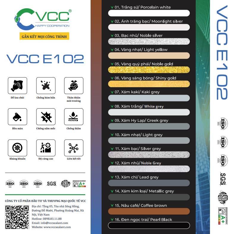 Bảng màu keo chít mạch epoxy VCC E102